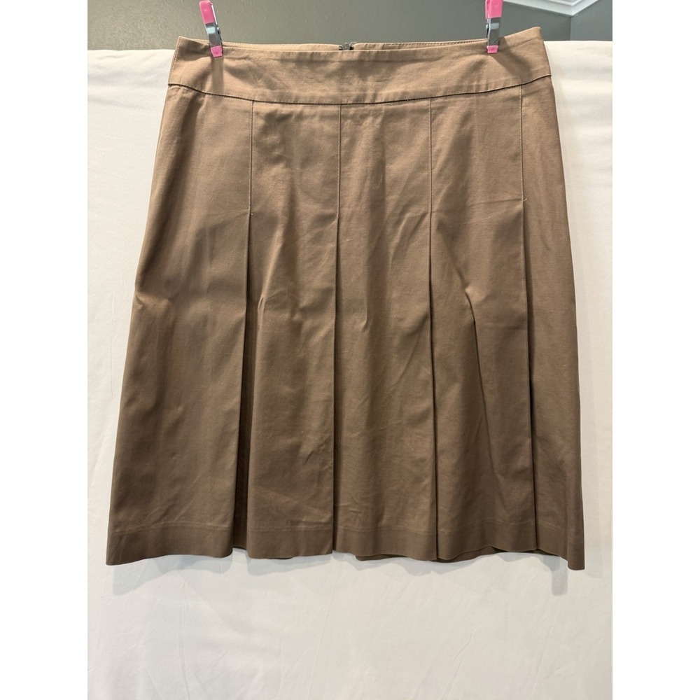 ZARA BASIC Taupe Brown Pleated A-Line Skirt Size 4 M 28 Spain Neutral Business